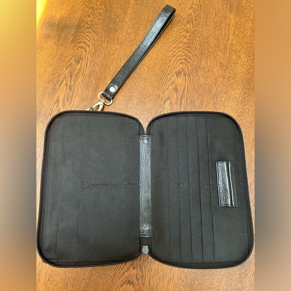 Black never used organizer bag-lots sections- glasses-phone-cards-w/carry strap. - Picture 2 of 5